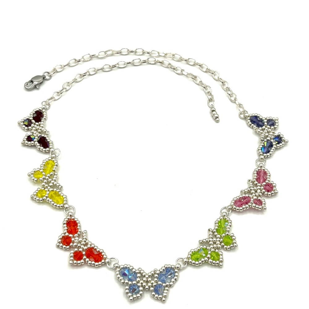 HAND CRAFTED Crystal Butterfly Necklace with Silver Chain - Picture 3 of 10